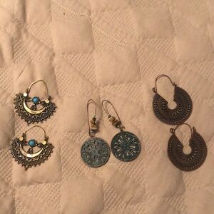 3 boho earrings